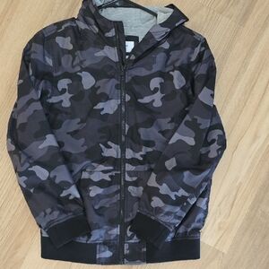 Old Navy Black and Gray Camouflage Kids Raincoat